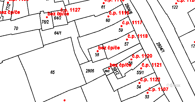 Velké Meziříčí 88544966 na parcele st. 58 v KÚ Velké Meziříčí, Katastrální mapa