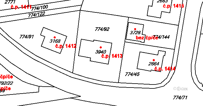 Humpolec 1413 na parcele st. 3940 v KÚ Humpolec, Katastrální mapa