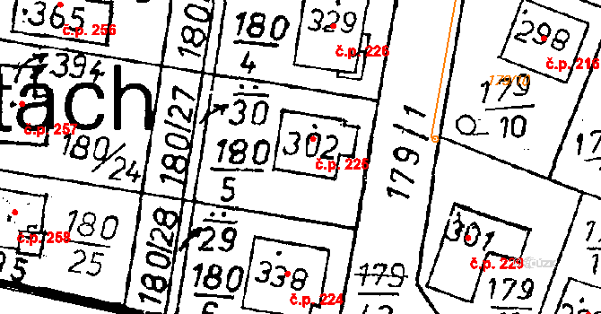 Suchdol 225 na parcele st. 302 v KÚ Suchdol u Kutné Hory, Katastrální mapa
