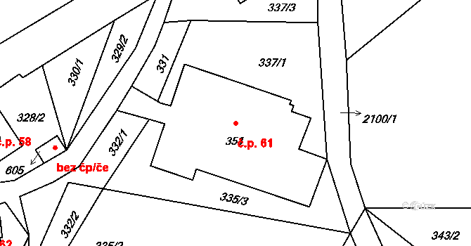 Skuhrov 61 na parcele st. 351 v KÚ Skuhrov u Železného Brodu, Katastrální mapa