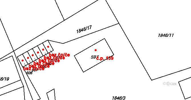 Huntířov 139, Skuhrov na parcele st. 597 v KÚ Skuhrov u Železného Brodu, Katastrální mapa
