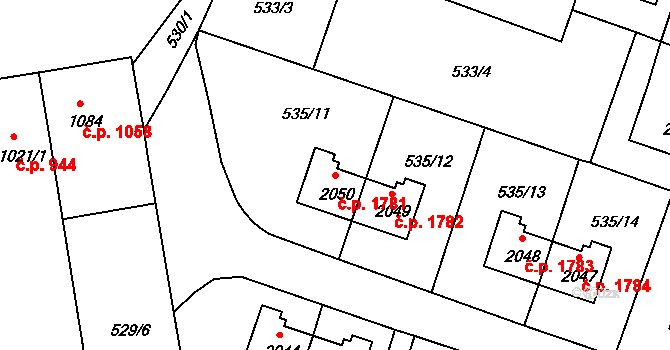 Nymburk 1781 na parcele st. 2050 v KÚ Nymburk, Katastrální mapa
