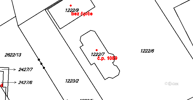 Vratimov 1089 na parcele st. 1222/7 v KÚ Vratimov, Katastrální mapa