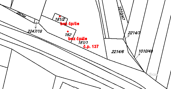 Troubky 137, Troubky-Zdislavice na parcele st. 181/1 v KÚ Troubky, Katastrální mapa
