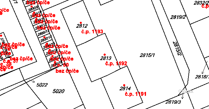 Slavkov u Brna 1192 na parcele st. 2813 v KÚ Slavkov u Brna, Katastrální mapa