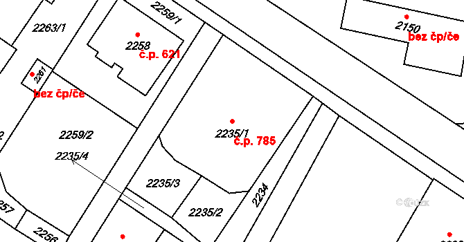 Rýmařov 785 na parcele st. 2235/1 v KÚ Rýmařov, Katastrální mapa