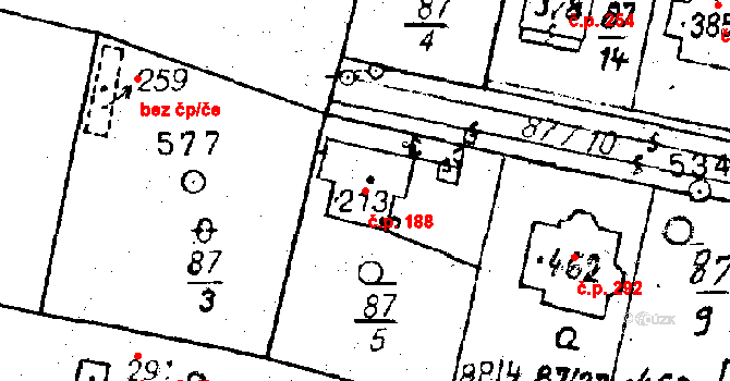 Bezdružice 188 na parcele st. 213 v KÚ Bezdružice, Katastrální mapa