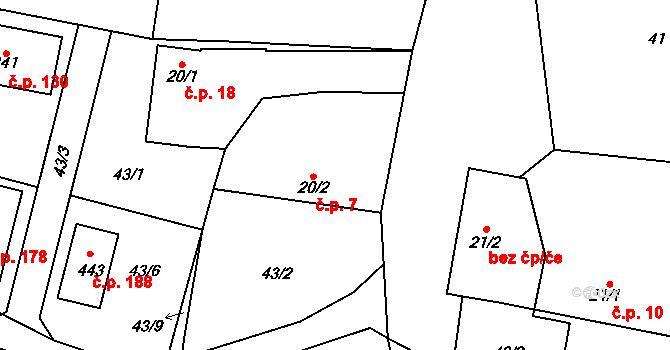 Velká Hraštice 7, Malá Hraštice na parcele st. 20/2 v KÚ Velká Hraštice, Katastrální mapa