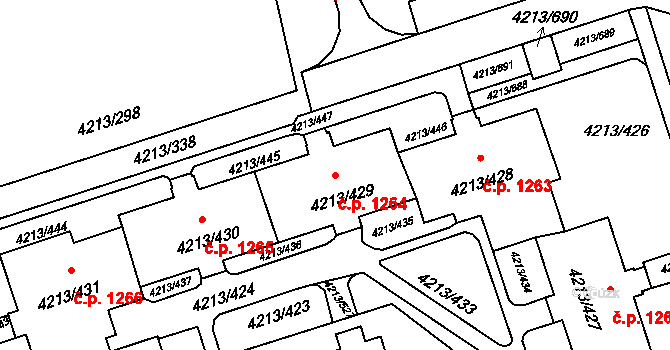 Lutyně 1264, Orlová na parcele st. 4213/429 v KÚ Horní Lutyně, Katastrální mapa