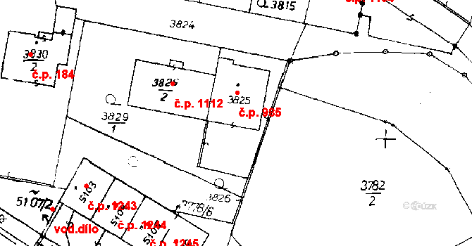 Poděbrady III 985, Poděbrady na parcele st. 3825 v KÚ Poděbrady, Katastrální mapa