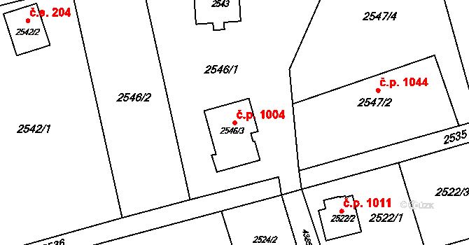 Frýdlant 1004, Frýdlant nad Ostravicí na parcele st. 2546/3 v KÚ Frýdlant nad Ostravicí, Katastrální mapa
