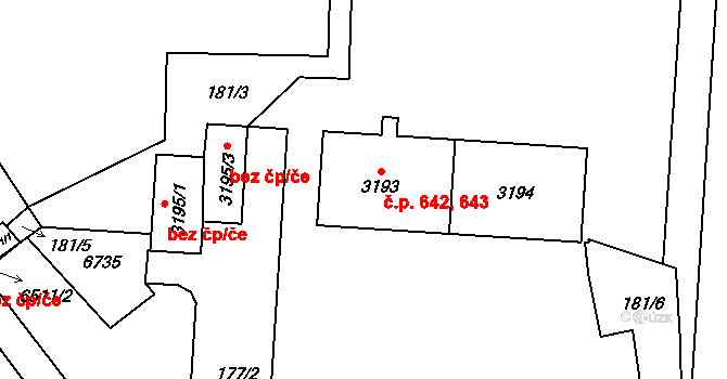 Klatovy II 642,643, Klatovy na parcele st. 3193 v KÚ Klatovy, Katastrální mapa