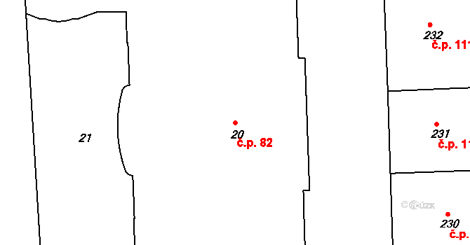 Smíchov 82, Praha na parcele st. 20 v KÚ Smíchov, Katastrální mapa