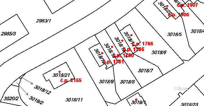 Dejvice 1761, Praha na parcele st. 3018/13 v KÚ Dejvice, Katastrální mapa