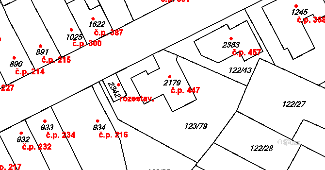 Telč-Štěpnice 447, Telč na parcele st. 2179 v KÚ Telč, Katastrální mapa