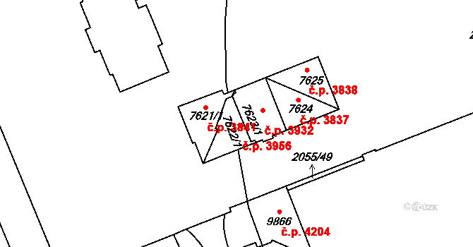 Hodonín 3956 na parcele st. 7622/1 v KÚ Hodonín, Katastrální mapa