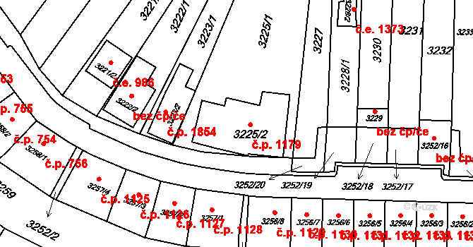 Kuřim 1179 na parcele st. 3225/2 v KÚ Kuřim, Katastrální mapa