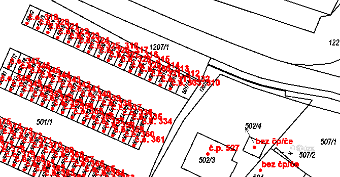 Bystřice nad Pernštejnem 310,333 na parcele st. 501/16 v KÚ Bystřice nad Pernštejnem, Katastrální mapa