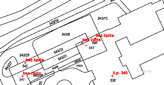 Kvasiny 38476967 na parcele st. 543 v KÚ Kvasiny, Katastrální mapa