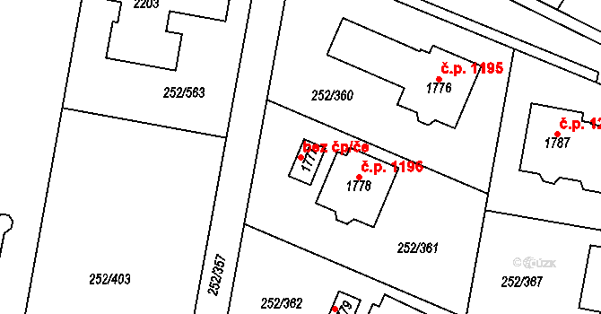 Rosice 39836967 na parcele st. 1777 v KÚ Rosice u Brna, Katastrální mapa