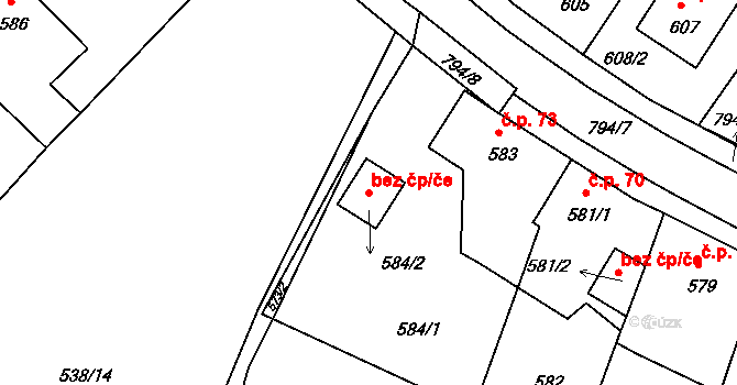 Včelná 40570967 na parcele st. 584/2 v KÚ Včelná, Katastrální mapa