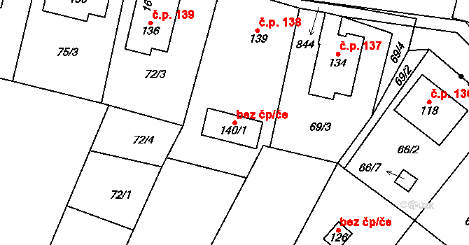 Krabčice 41102967 na parcele st. 140/1 v KÚ Rovné pod Řípem, Katastrální mapa