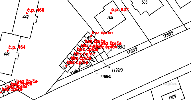 Bílovice 42352967 na parcele st. 595 v KÚ Bílovice u Uherského Hradiště, Katastrální mapa