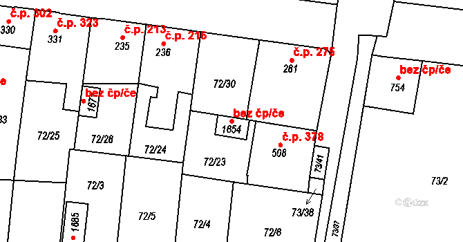 Pardubice 42757967 na parcele st. 1654 v KÚ Pardubičky, Katastrální mapa
