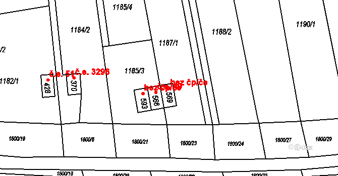 Tečovice 43098967 na parcele st. 569 v KÚ Tečovice, Katastrální mapa
