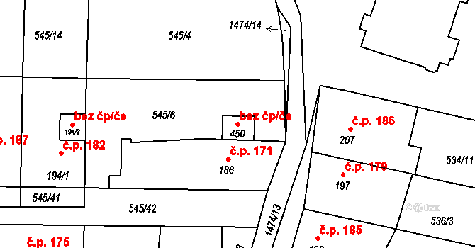Tetín 43428967 na parcele st. 450 v KÚ Tetín u Berouna, Katastrální mapa