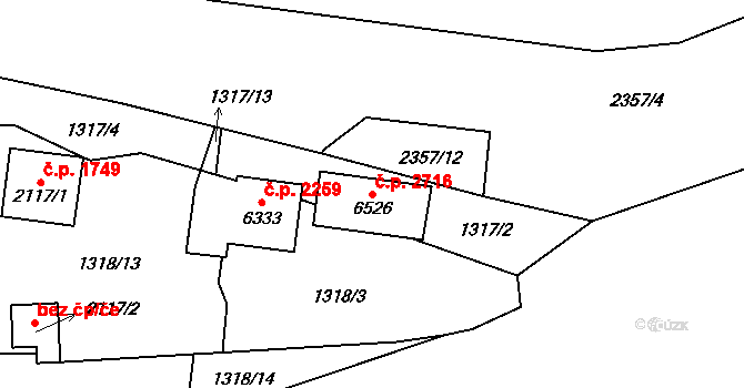 Cheb 2716 na parcele st. 6526 v KÚ Cheb, Katastrální mapa