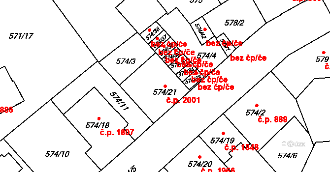Předměstí 2001, Opava na parcele st. 574/21 v KÚ Opava-Předměstí, Katastrální mapa