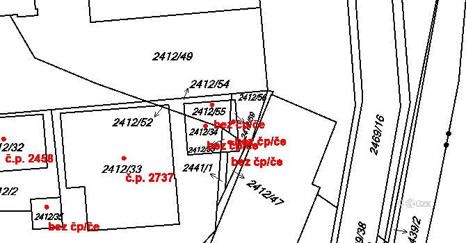 Plzeň 46524967 na parcele st. 2412/59 v KÚ Plzeň 4, Katastrální mapa