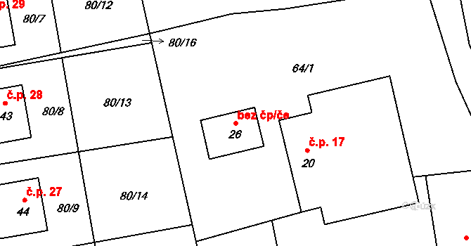 Lišov 46929967 na parcele st. 26 v KÚ Dolní Miletín, Katastrální mapa