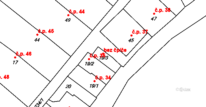 Přehořov 47438967 na parcele st. 19/3 v KÚ Přehořov u Soběslavi, Katastrální mapa