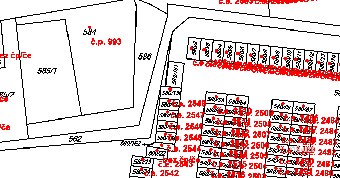 Bludovice 2548, Havířov na parcele st. 580/136 v KÚ Bludovice, Katastrální mapa