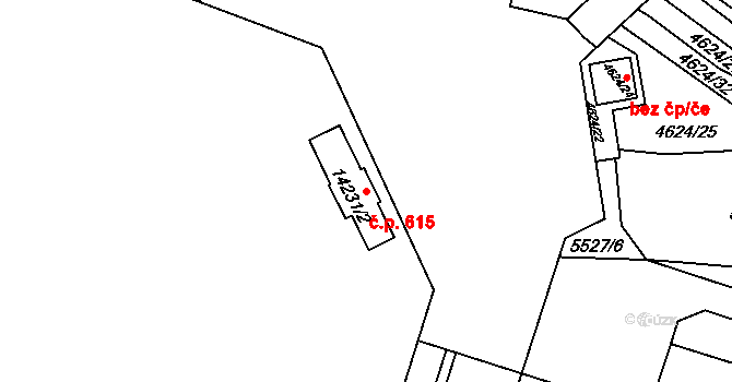 Doudlevce 615, Plzeň na parcele st. 14231/2 v KÚ Plzeň, Katastrální mapa