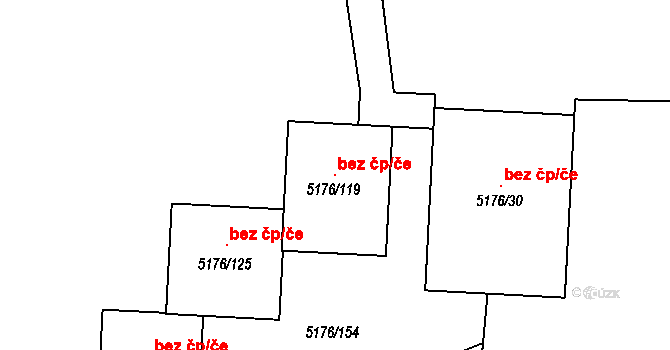 Jihlava 50446967 na parcele st. 5176/119 v KÚ Jihlava, Katastrální mapa