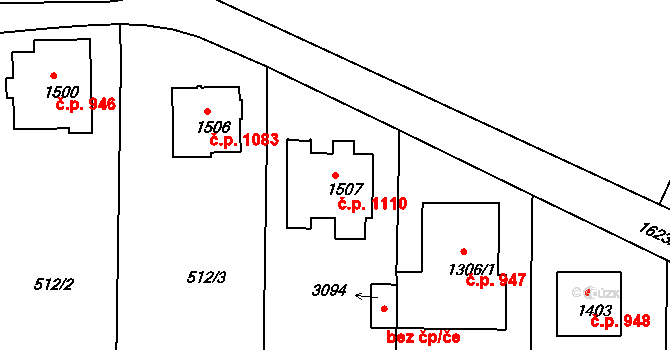 Milevsko 1110 na parcele st. 1507 v KÚ Milevsko, Katastrální mapa