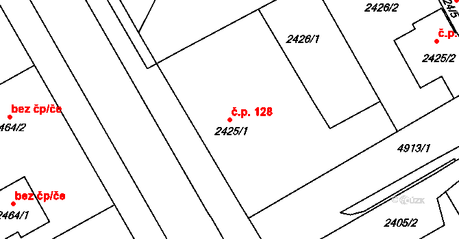 Pražské Předměstí 128, Vysoké Mýto na parcele st. 2425/1 v KÚ Vysoké Mýto, Katastrální mapa