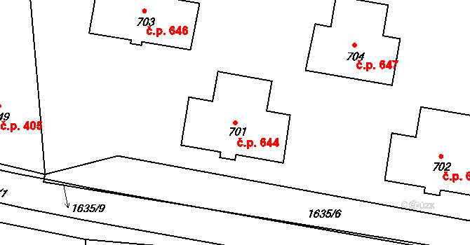 Nýrsko 644 na parcele st. 701 v KÚ Nýrsko, Katastrální mapa