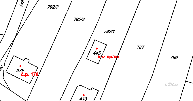Ohrozim 71379967 na parcele st. 445 v KÚ Ohrozim, Katastrální mapa