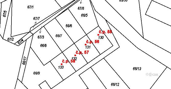 Míčov 56, Míčov-Sušice na parcele st. 131 v KÚ Míčov, Katastrální mapa