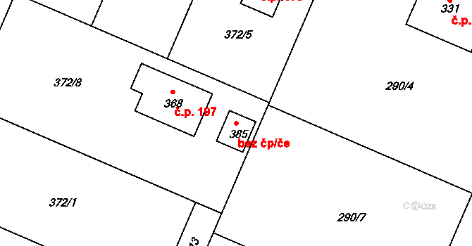 Kroměříž 78960967 na parcele st. 385 v KÚ Trávník, Katastrální mapa