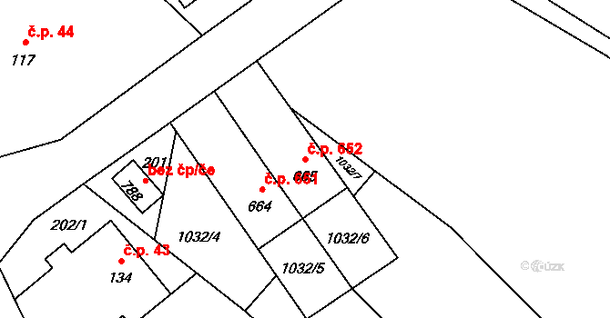 Mořkov 652 na parcele st. 665 v KÚ Mořkov, Katastrální mapa