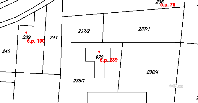 Stěbořice 239 na parcele st. 978 v KÚ Stěbořice, Katastrální mapa