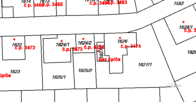 Chomutov 83408967 na parcele st. 1627/2 v KÚ Chomutov II, Katastrální mapa