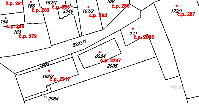 Šumperk 3297 na parcele st. 6384 v KÚ Šumperk, Katastrální mapa