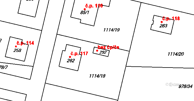 Výrov 95159967 na parcele st. 292 v KÚ Výrov u Kralovic, Katastrální mapa