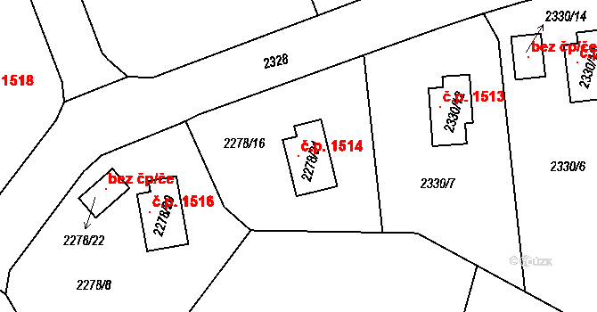 Smržovka 1514 na parcele st. 2278/21 v KÚ Smržovka, Katastrální mapa